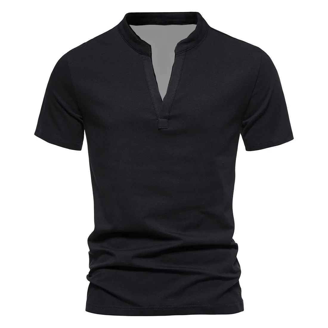 New Men's Fashion Deep V-Neck Short Sleeve T-Shirt Large Size Bottom Shirt Casual