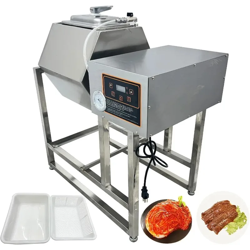 45L/25KG Food Meat Curing Rolling Kneading Machin Vacuum Pump Meat Vegetable Tumbler Marinator Stainless Steel  110V 350W
