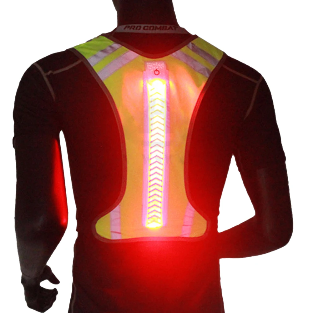 LED Lights Up Reflective Running Vest Thin Night Cycling Safety Vest High Visibility Battery Powered Reflective Vest For Outdoor