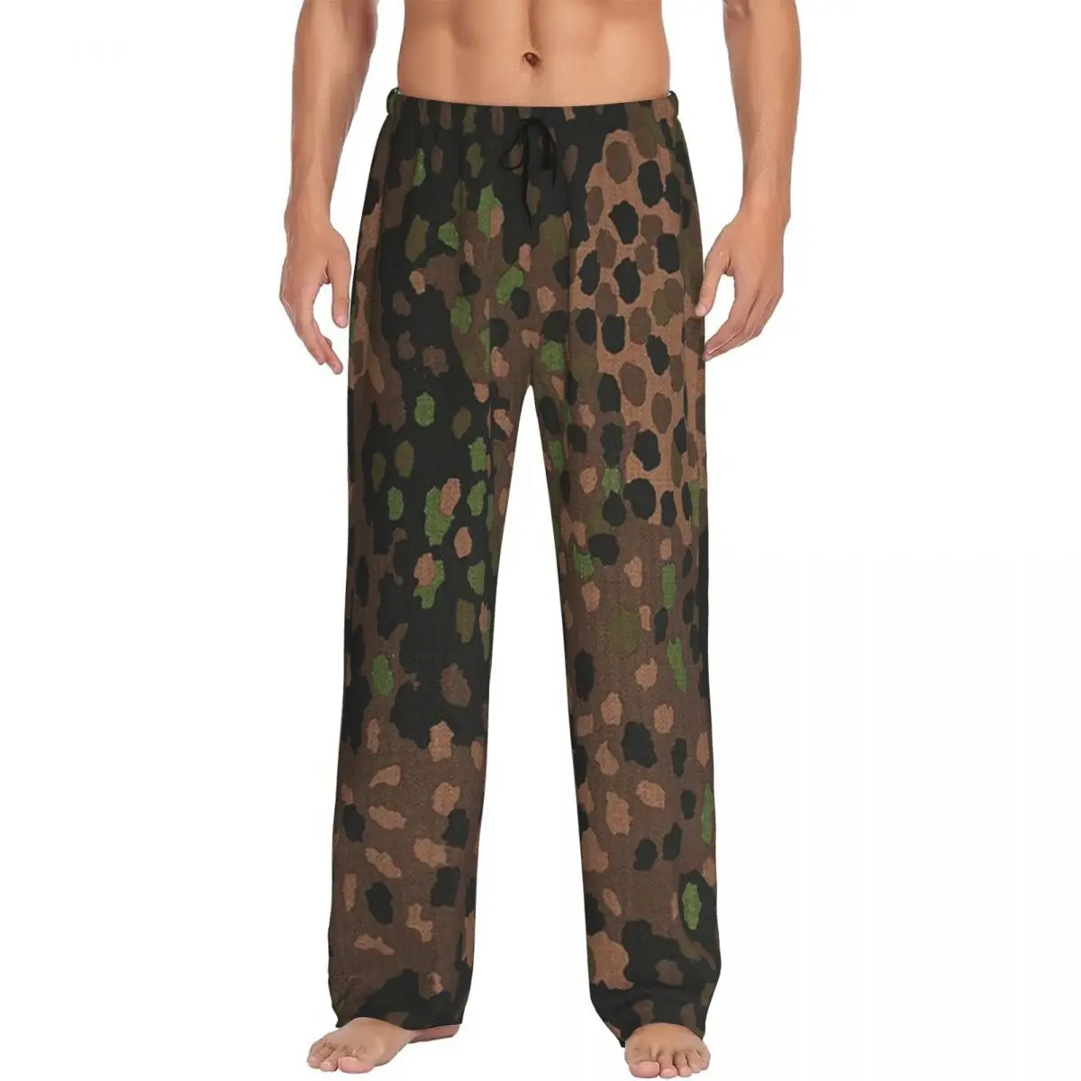 

Custom Splintertarn German WW2 Camouflage Army Military Camo Pajama Pants Men Sleepwear Sleep Lounge Bottoms with Pockets