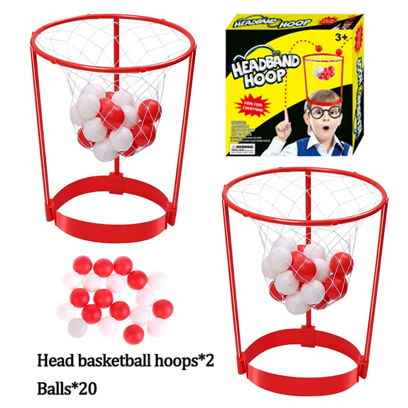 XWMTDKX Jeu De Basket Sur La Tête - Set De Panier Réglable - 32 Pièces - Interactif Parents-Enfants - Cadeau Anniversaire - Enfants Adultes