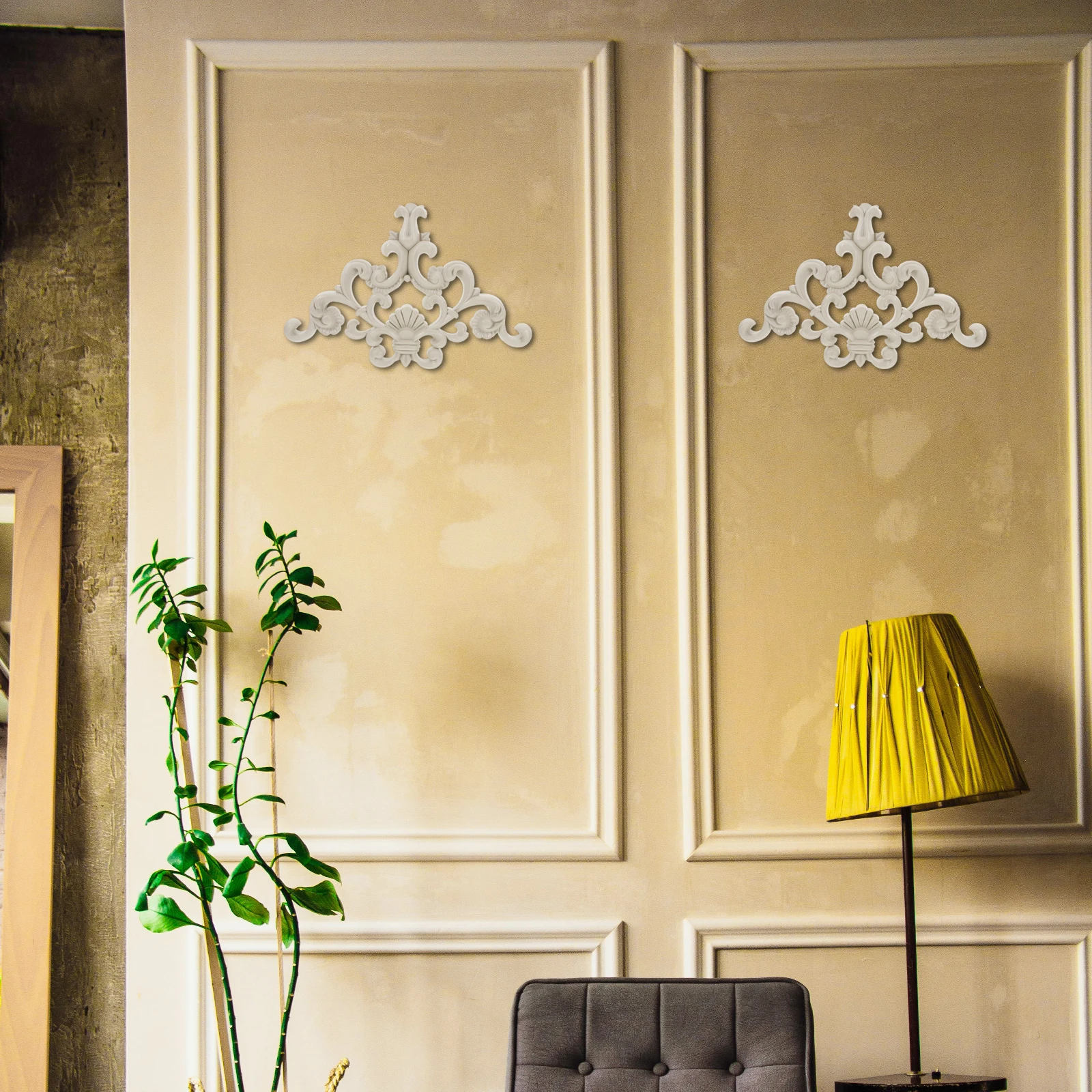 

PVC Carved Flower Applique Unpainted Onlay Ornament for Ceiling Wall Door Cabinet Wardrobe Furniture Decor Onlay Ornament