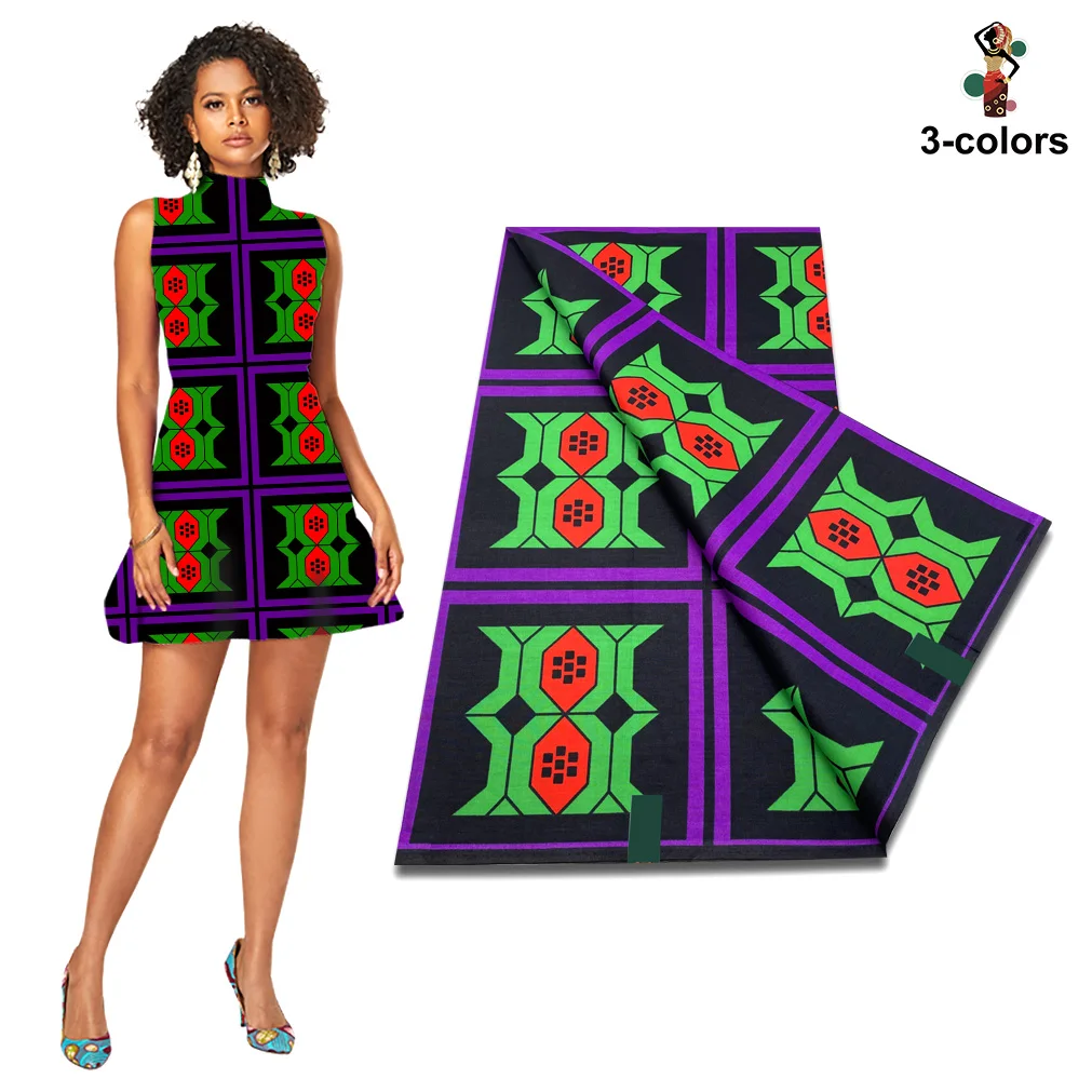 New Fashion Guaranteed Veritable African Real Wax Fabric 100%Cotton Tissu Pagne Ankara Wax Fabric Ghana Design for Women Dresses