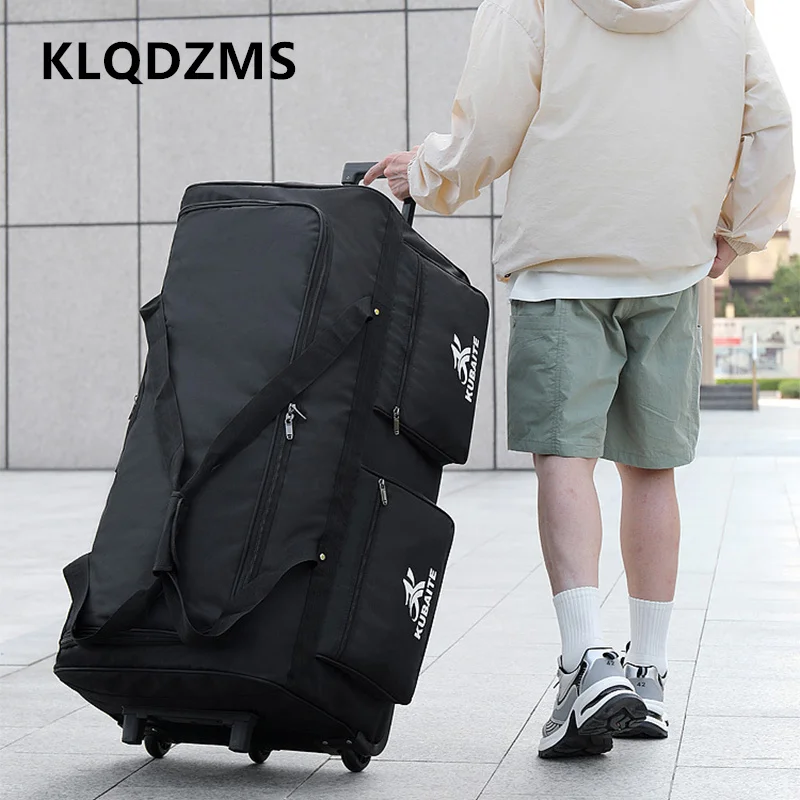 

KLQDZMS Oversized Capacity Luggage Oxford Cloth Trolley Bag Multifunctional Men's Backpack 36"40 inch with Wheels Suitcace