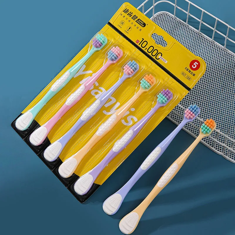 10000 Root Soft Bristled Adult Toothbrush Silicone Tongue Coating Dual-use Household Travel Set Detachable Independent Packaging