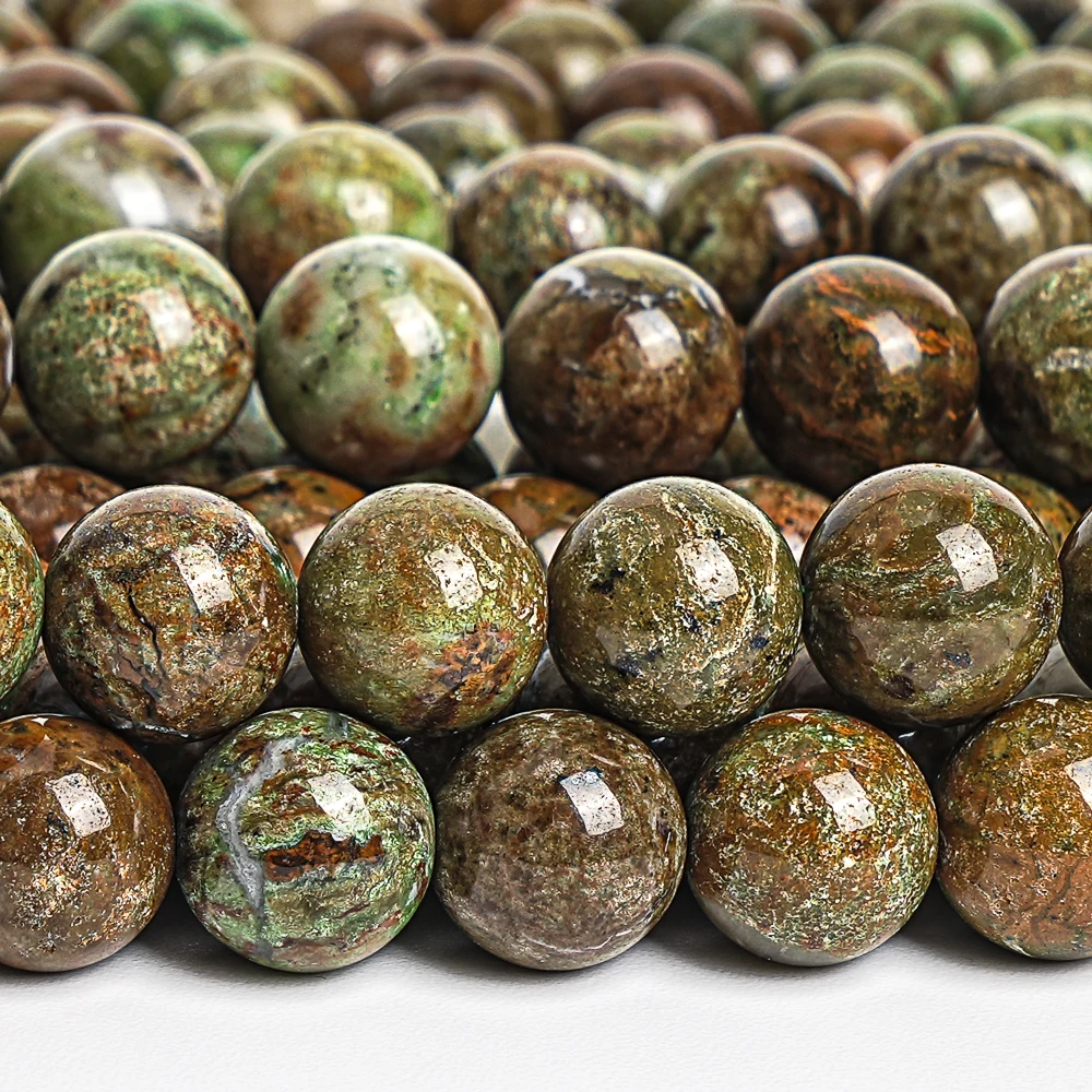 Natural Stone Smooth Round Loose Space Beads Madagascar Green Opal Beads For Jewelry Making Diy Bracelet Accessories 6/8/10MM