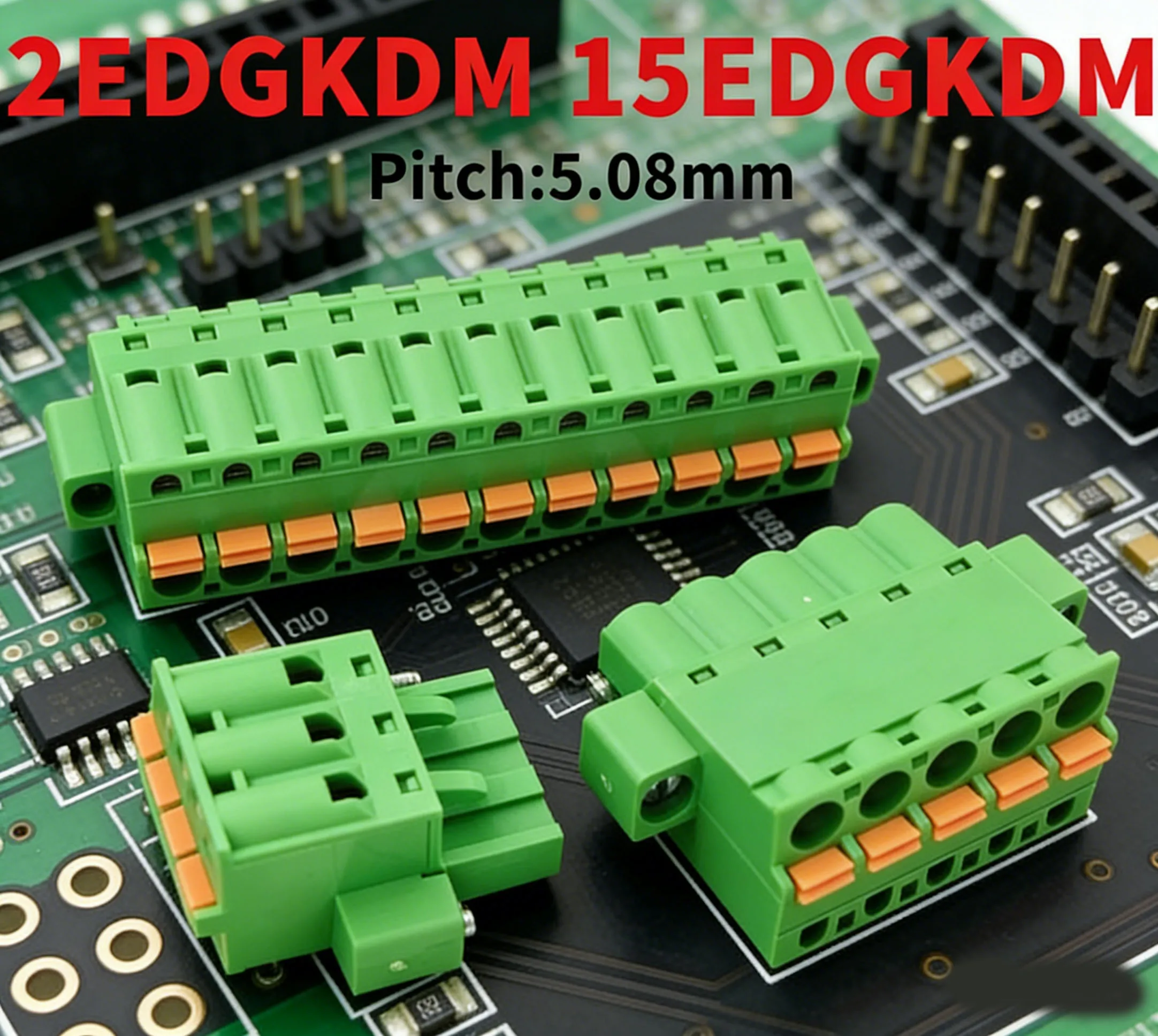 ( 5Pcs) Kf 2edgkdm 5.08mm 2p 3p 4p 6p Flange Terminal Block With Ears 15edgkdm 5.08 Screwless Spring Loaded Press Wiring 2~24pin