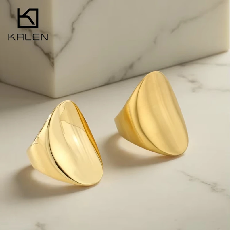 Modern Stainless Steel Big Rings for Women Luxury Men's Larger Finger Anillos Curved Design Fashion Jewelry Wedding Party Gifts