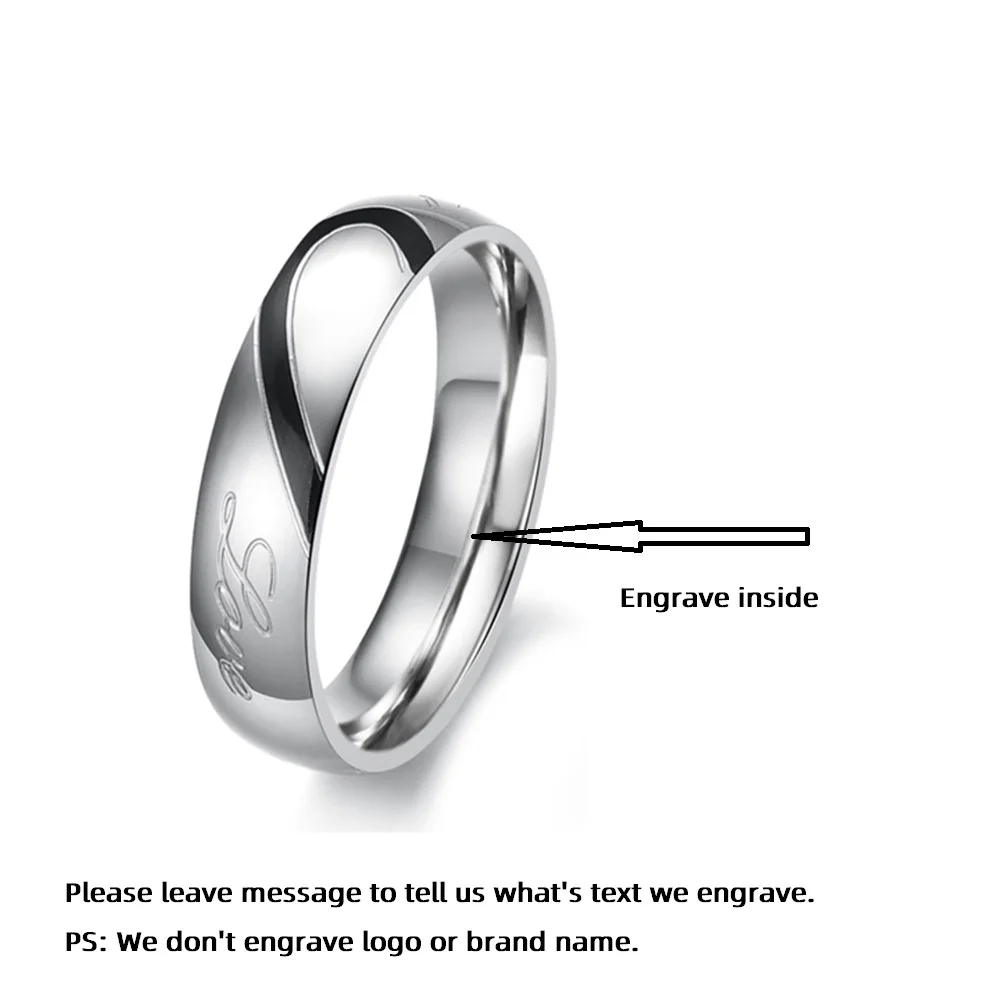 Fashion Jewelry Unisex Customized Stainless Steel Girl Women Men Lover Couples Rings US Size 5 6 7 8 9 10 11 12 13 14 15