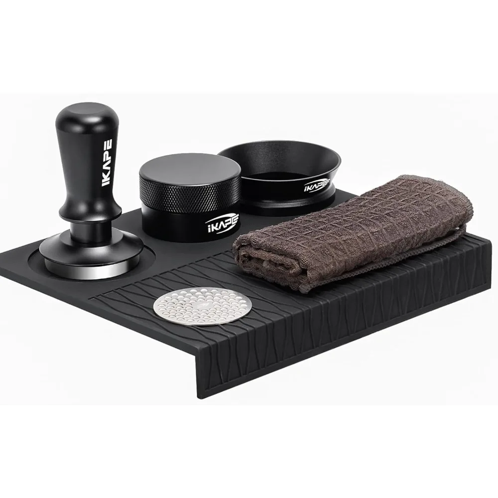 

All-in-One 53mm Black Coffee Tamper Set with 6 Essential Tools for Crafting Perfect Espresso Shots
