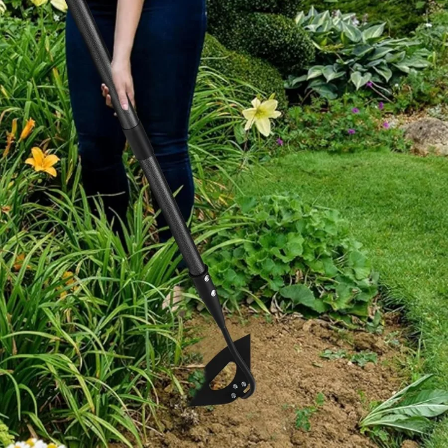 Hacke, Gartengerät, hohle Hacke, Garten-Unkrautwerkzeug mit 55 Zoll langem Griff für robustes manuelles Unkraut, Graben und Bodenlösen