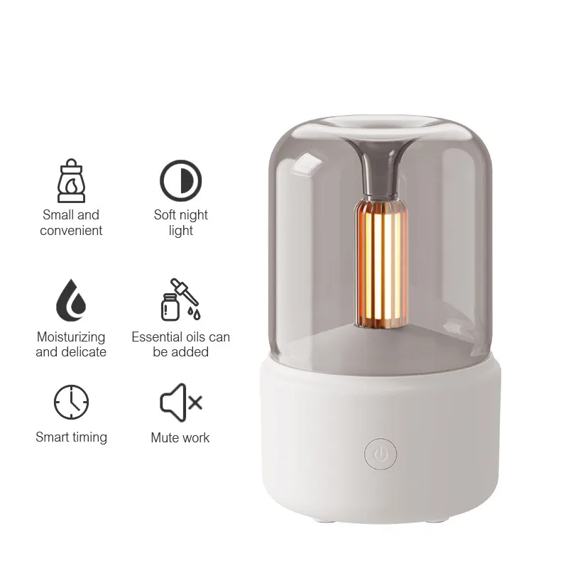 2023 Nieuwe Kaarslamp Aroma Diffuser Luchtbevochtiger Elektrische Aromatherapie Diffuser 120Ml Vlam Luchtbevochtiger Usb Desktop Nachtlampje