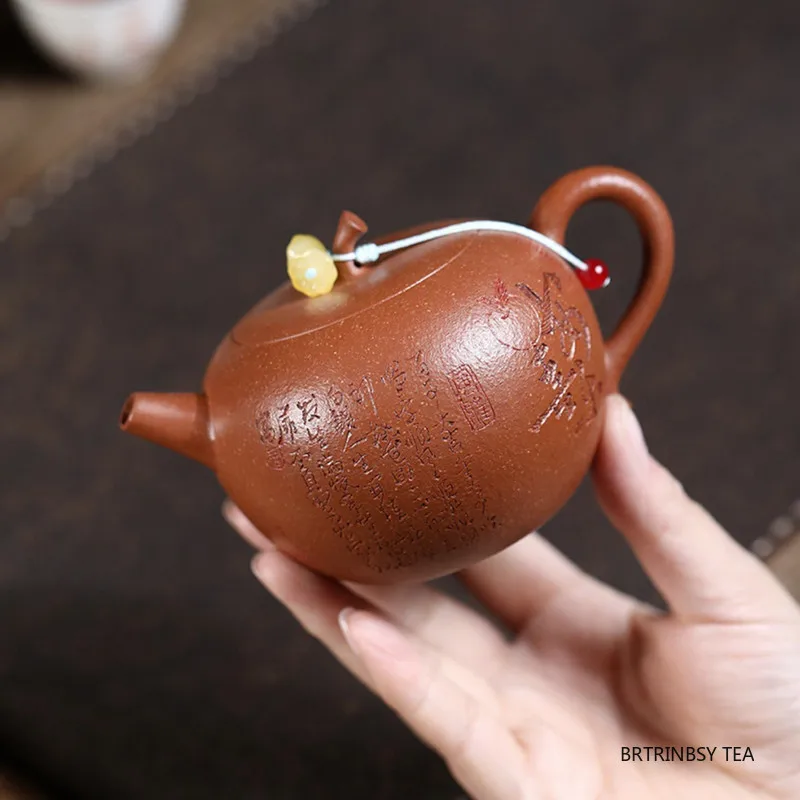

190ml Yixing Purple Clay Teapot Handmade Fruit Shape Tea Pot Tradition Household Beauty Kettle Chinese Raw Ore Zisha Tea Set