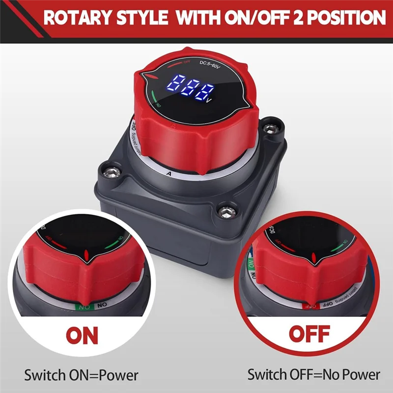 AAAN-DC 5-60 فولت لمركبة بحرية سيارة شاحنة RV متوافق مع المعزل الرئيسي قطع/إيقاف التبديل مفتاح فصل البطارية مع الفولتمي #2