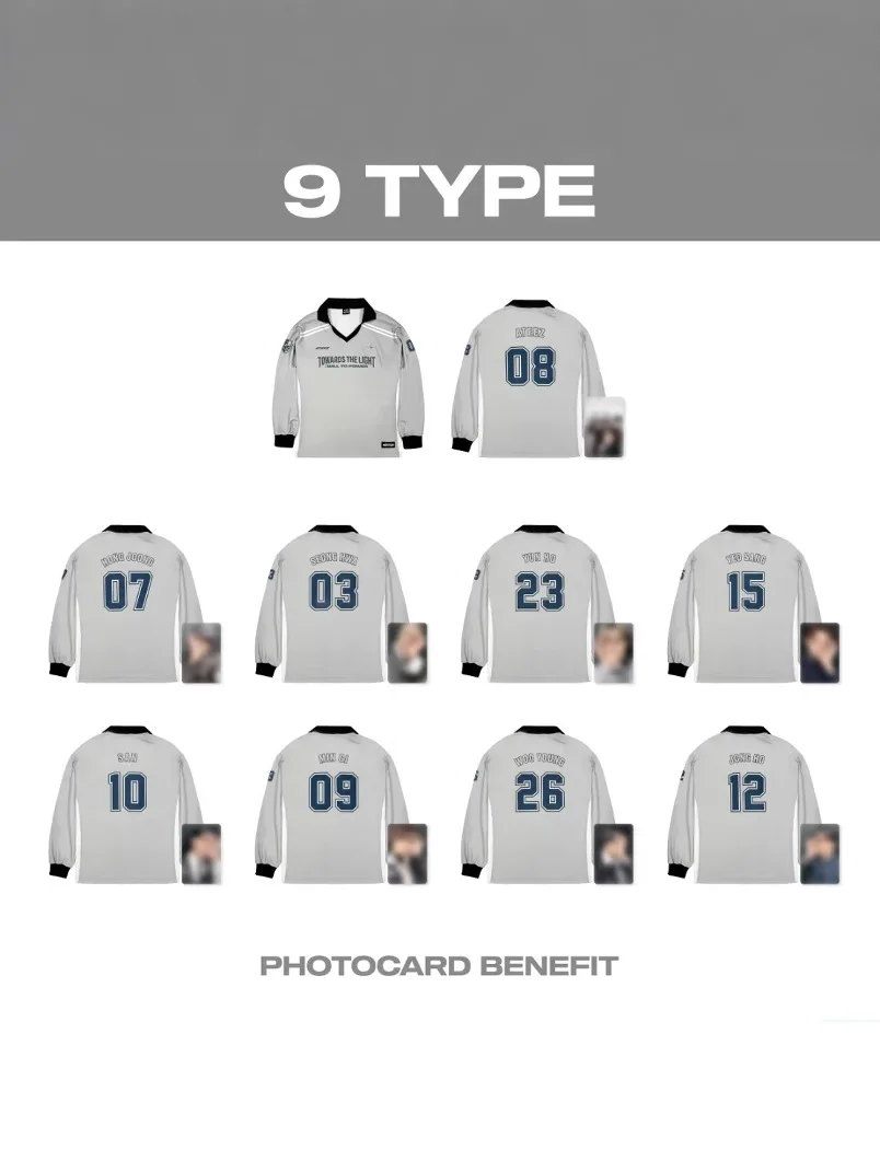 Kpop 2025 ATEEZ World Tour 'TOWARDS THE LIGHT : WILL TO POWER' Long Sleeve Jersey Men/Women   Flip Collar Unisex Support T-Shirt