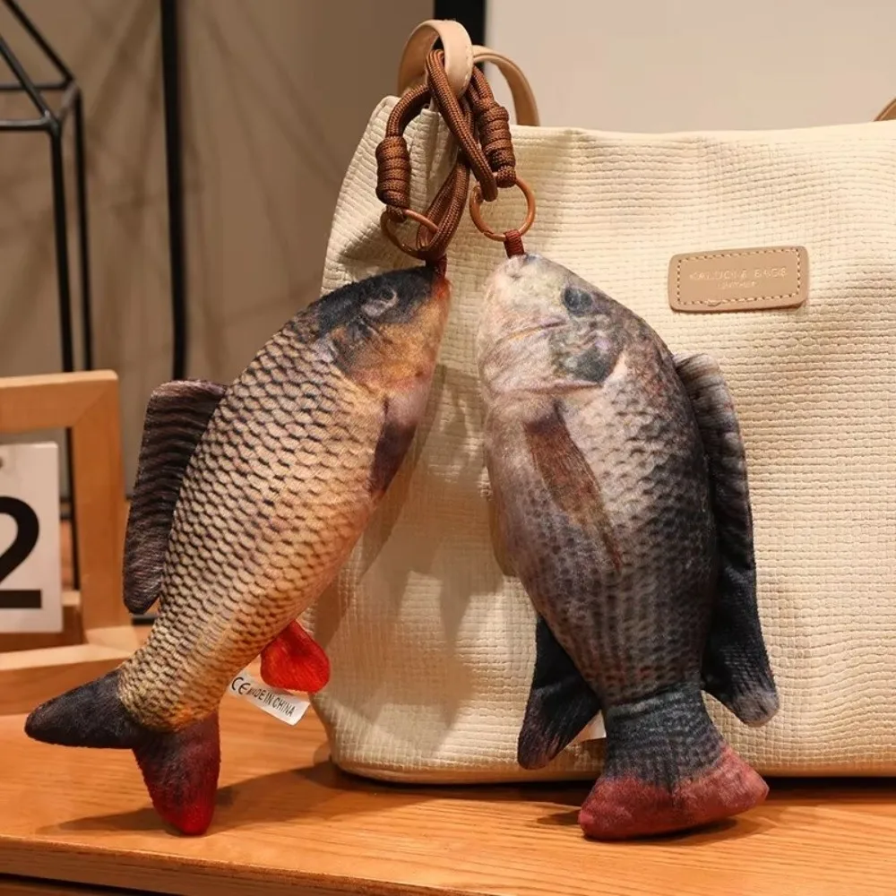 20CM Fish Plush Toys 3D Simulation Fish Realisti Fish Series Fish Pendant Keychain Bags Decor Plush Stuffed Hanging Fish Doll