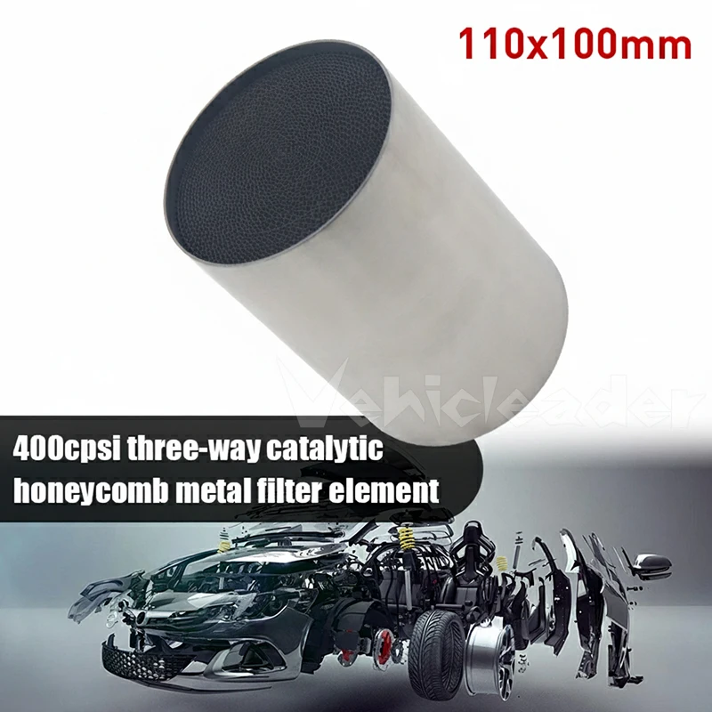 110X100mm EURO1 400 cpsi High Flow Metallic Catalyst Exhaust Filter Honycomb Catalytic Converter Exhaust Filter Car Exhaust Tube