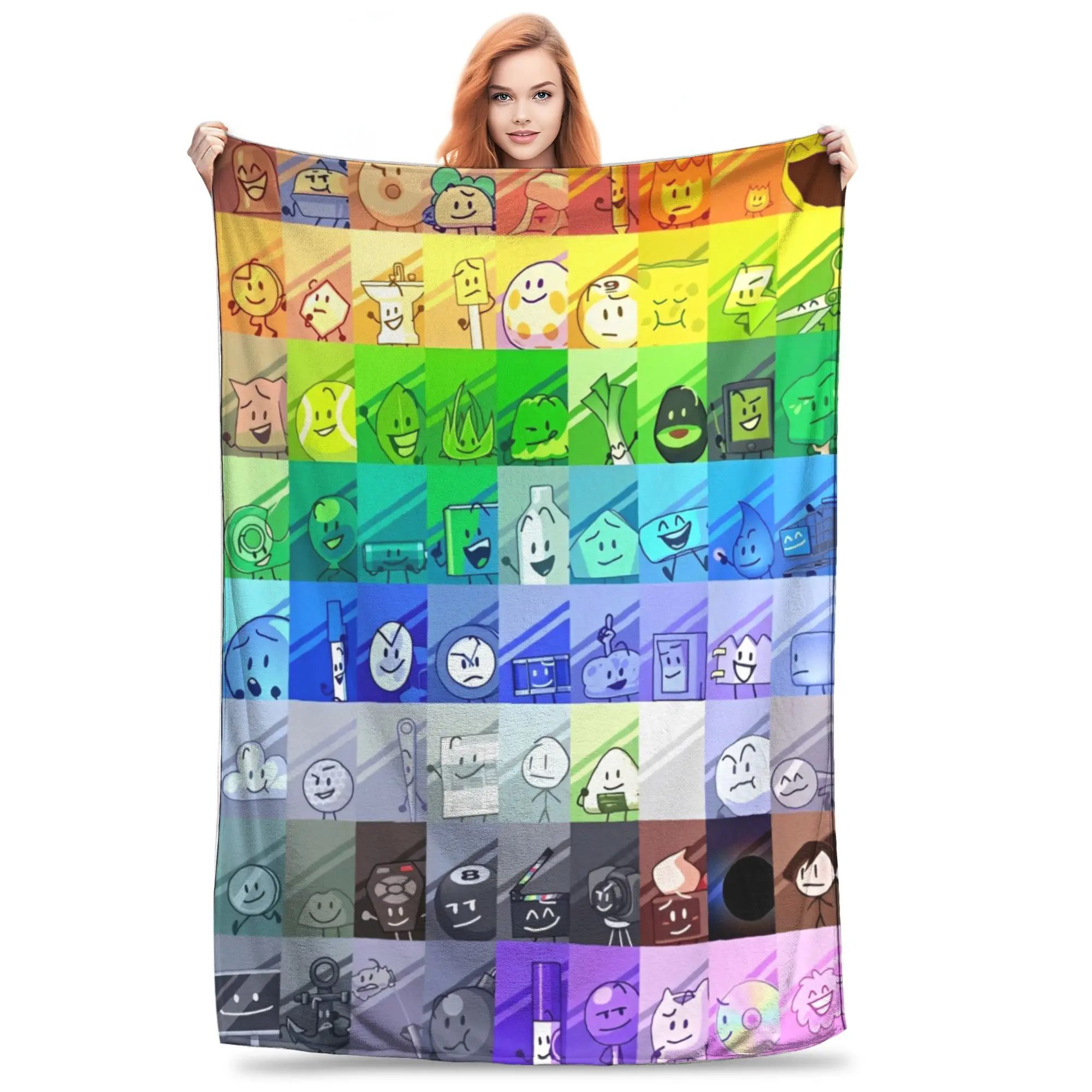 

BFDI Inanimates Insanitys Blanket Flannel Battle for Dream Island Breathable Thin Throw Blankets for Bed Couch Rug Piece