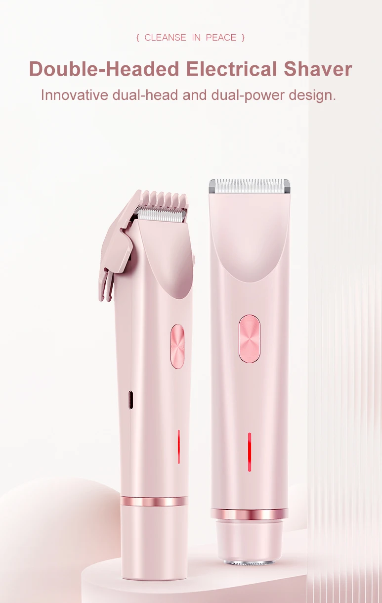 2-in-1-Elektrorasierer für Damen, Bikini-Trimmer, Gesichtsrasierer, Haarentfernung für Achselhöhlen, Beine, Damen-Körpertrimmer, wasserdicht, schmerzlos – Detail 1