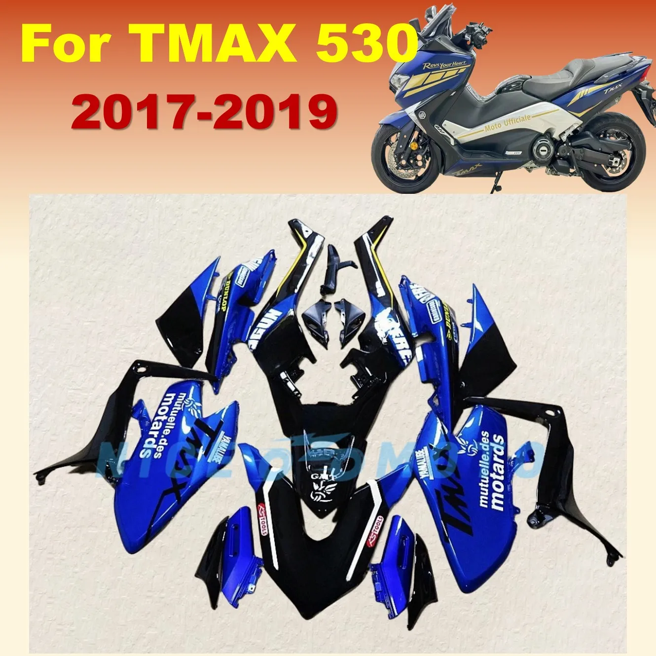 Motorcycle Fairing Kit Suitable for YAMAHA TMAX530 2017 2018 2019 TMAX 530 17 18 19 T-MAX530 Blue  set