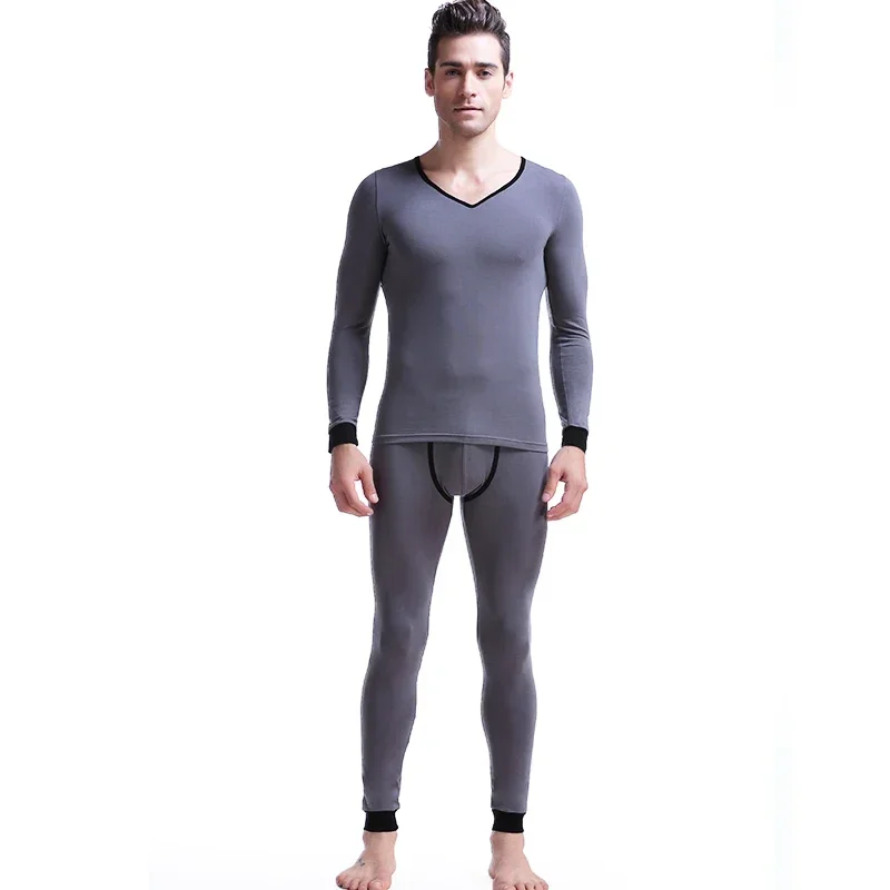 2 قطعة O Element الرجال رقيقة القطن الخامس الرقبة سليم صالح مريح قاعدة معطف طويل جونز الأساسية ملابس اخلية حرارية مجموعة