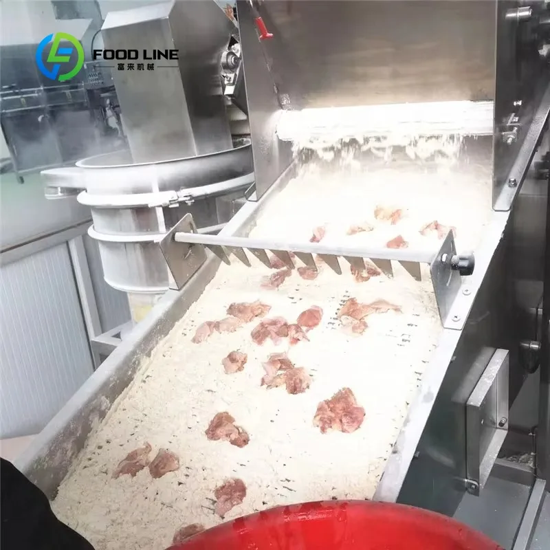 Industrial Auto Adjustable Thickness Drum Breading Machine  for Bread Crumb/Flour on Chicken Strips & Nuggets  Customized