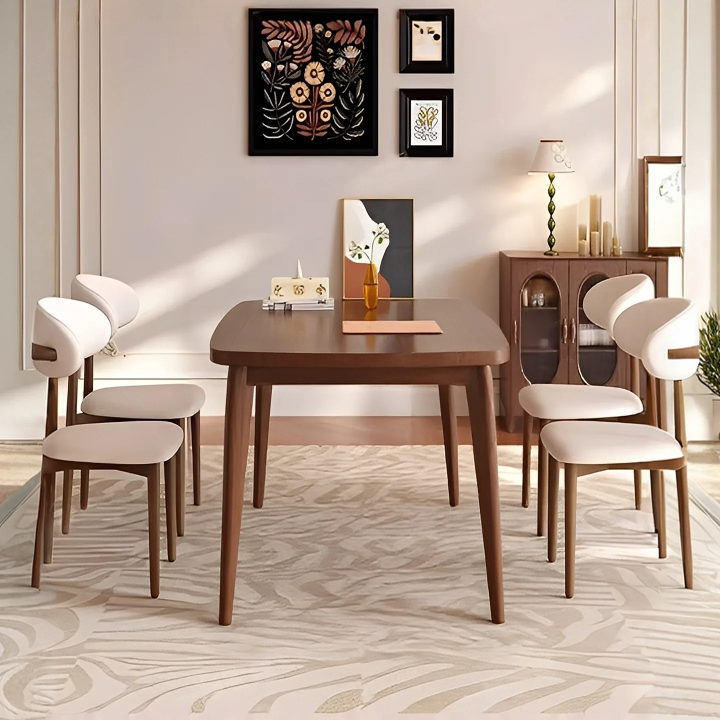 All solid wood dining table household small apartment to the living room rectangular negotiation table black walnut dining table