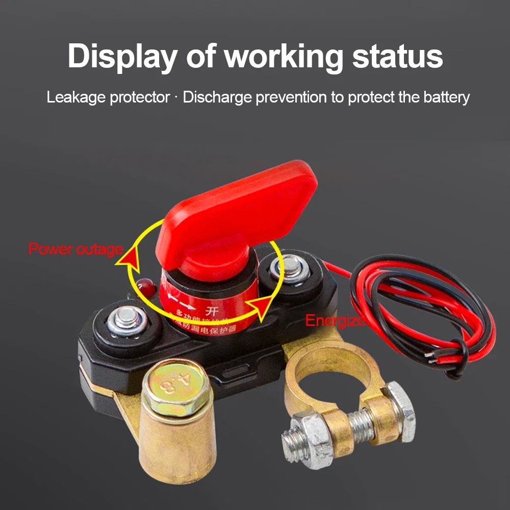 Picture 4: Car Battery Cut Off Switch Disconnect Automatic Circuit Breaker Anti-Power Off Leakage Protector with indicator light Auto Parts