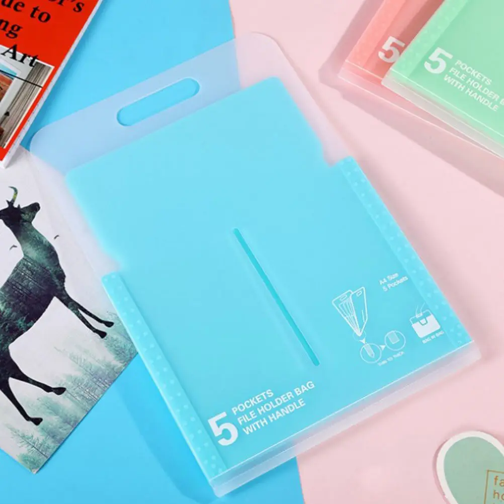 

Accordion File Folder Multi-Layer A4 Size 5 Pockets Expanding Document Organizer Portable Receipt Organizer for Office School