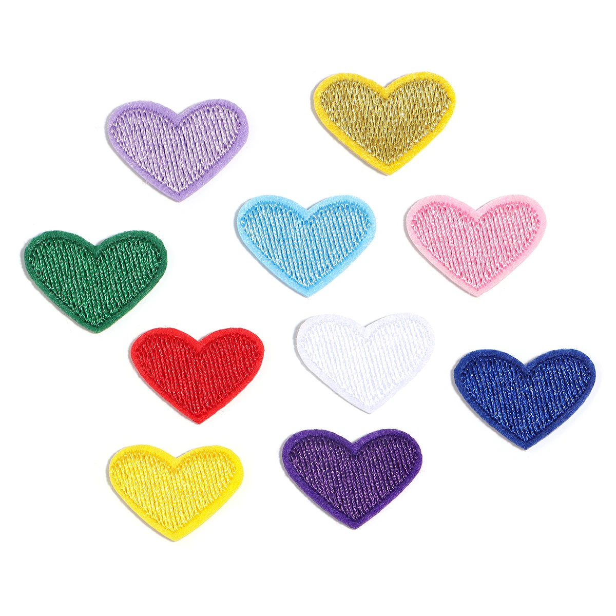 10Pcs 2x2.6cm Love Heart Patch Embroidery Hot Melt Badge Ironing Patch Clothing Hot Paste Piece Embroidery Sticker Decoration