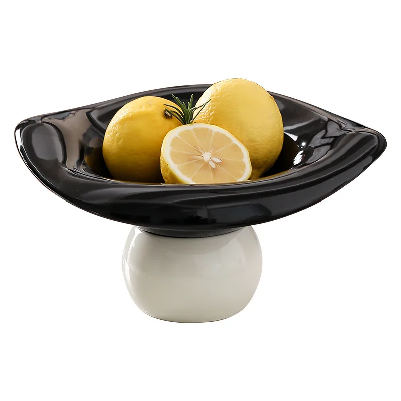 

DSA ceramic fruit plate drain high foot small light luxury snack dried fruit tray living room entrance decorative basin light