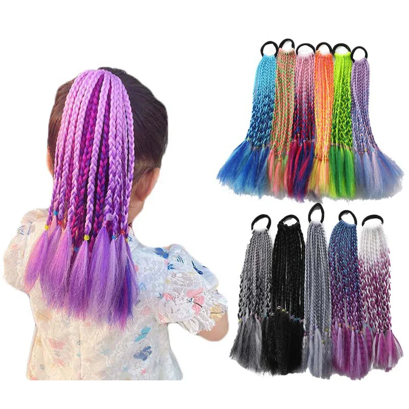 

1 шт. новые грязные косички для девочек, красочные твист-завязки, парики, повязки на голову с конским хвостом, резинки, Детские аксессуары для волос, головной убор принцессы