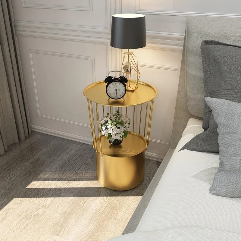Light luxury sofa side few small coffee table table wrought iron home bedside rack