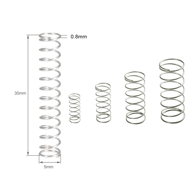 Wire Diameter 0.2mm Stainles Steel Micro Small Compression Spring OD  2mm/2.5mm/3mm/4mm Length 5-50mm 10Pcs