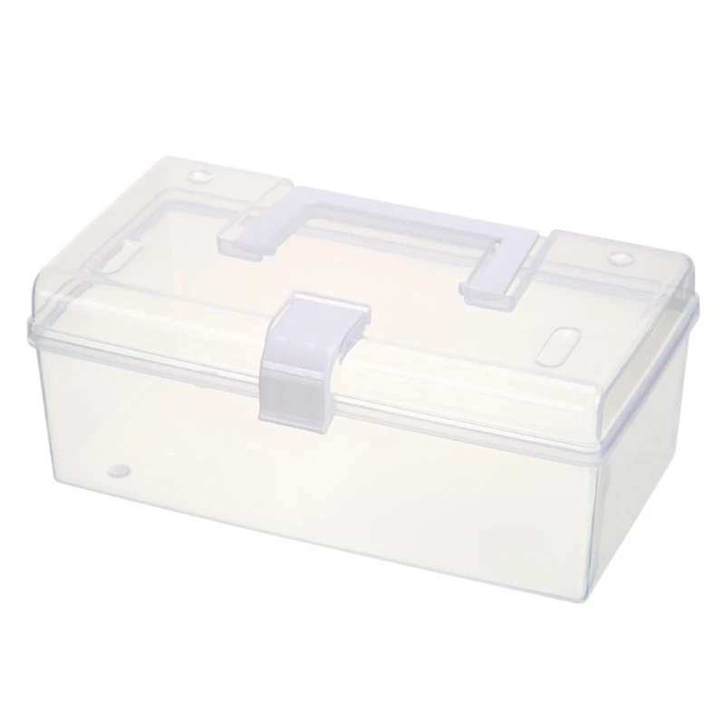 Portable Clear Storage Box with Handle Multifunction Scissor Nail Beauty Tool 29EF