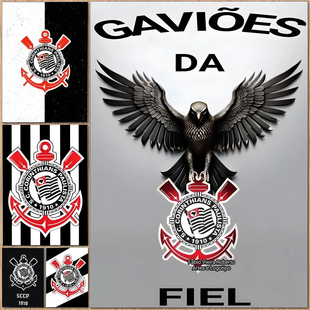 Pôster popular da equipe C-Corinthians HD à prova d'água autoadesivo arte de parede aplicação em várias cenas