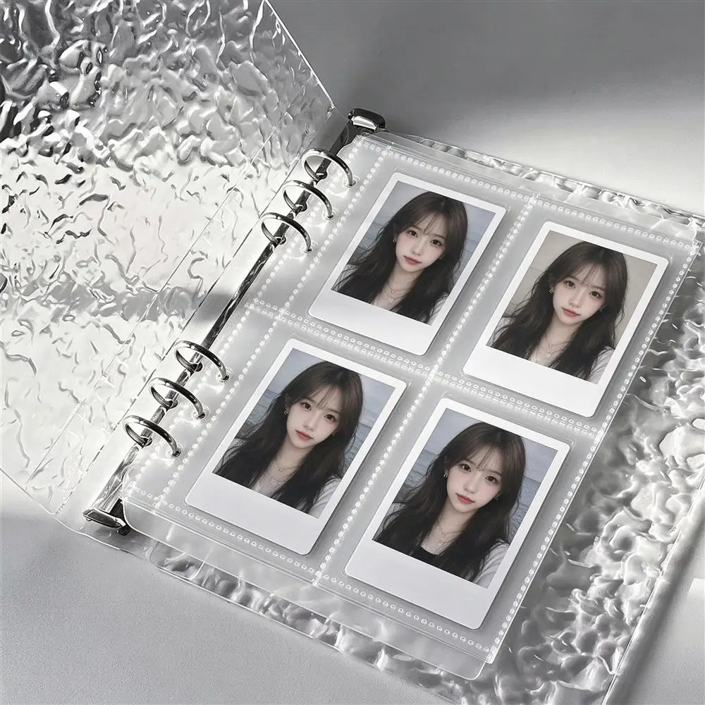 A5 Water Ripple Acrylic Photocard Binder 4 Grid 3 Inch Kpop Idol Photo Card Holder Loose Leaf Album Polaroid Storage Collect Boo