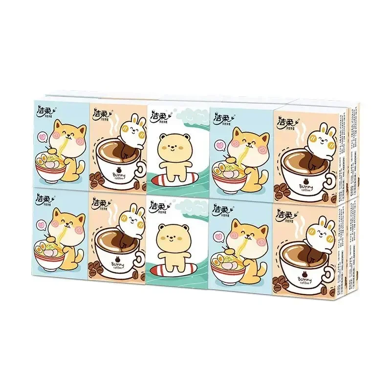 20 Packs Cartoon Handkerchief Paper Small Package of Cute Three-layer Portable Napkins Can Be Wet Water Facial Tissues Napkins