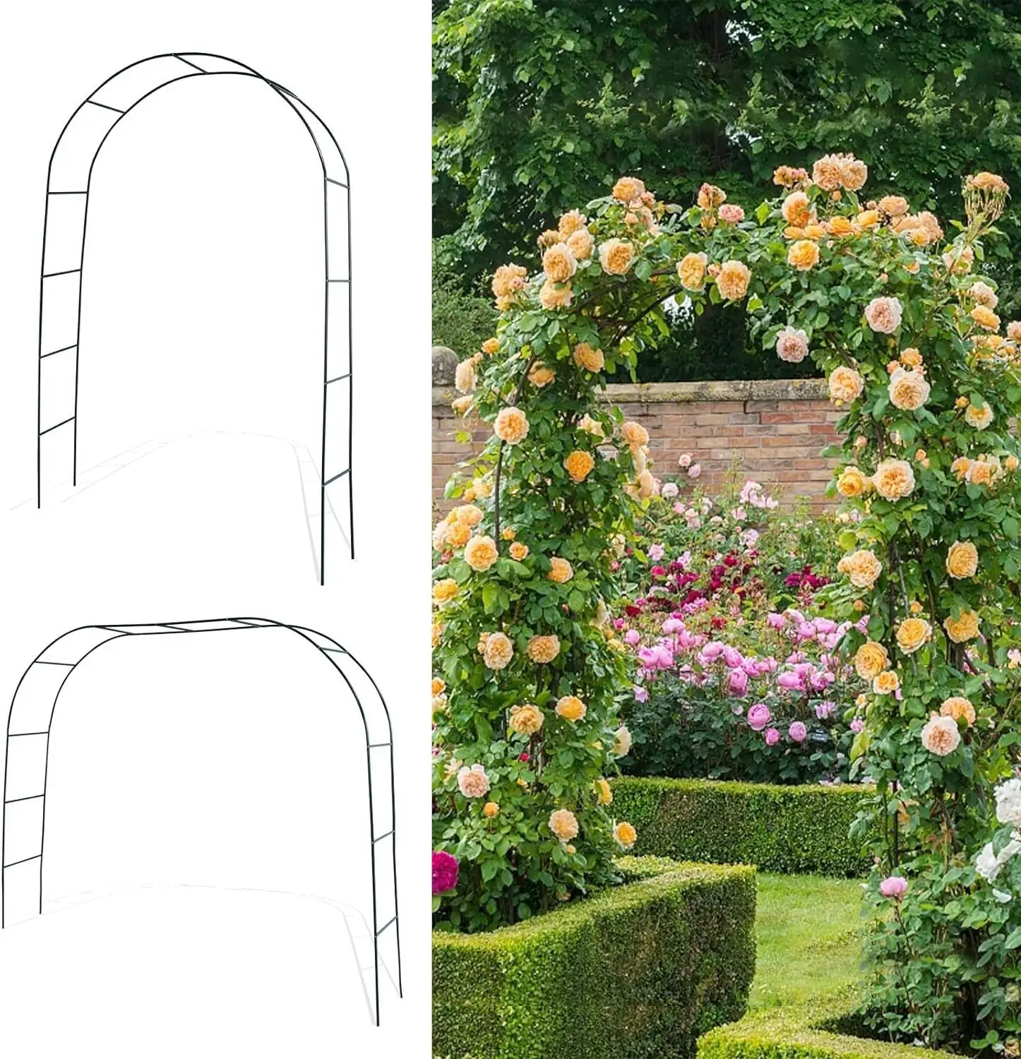 

Black Garden Arch Arbors, Two Way Assemble Wedding Decoration Metal Arch Trellis for Climbing Plants Outdoor 6-8ft,