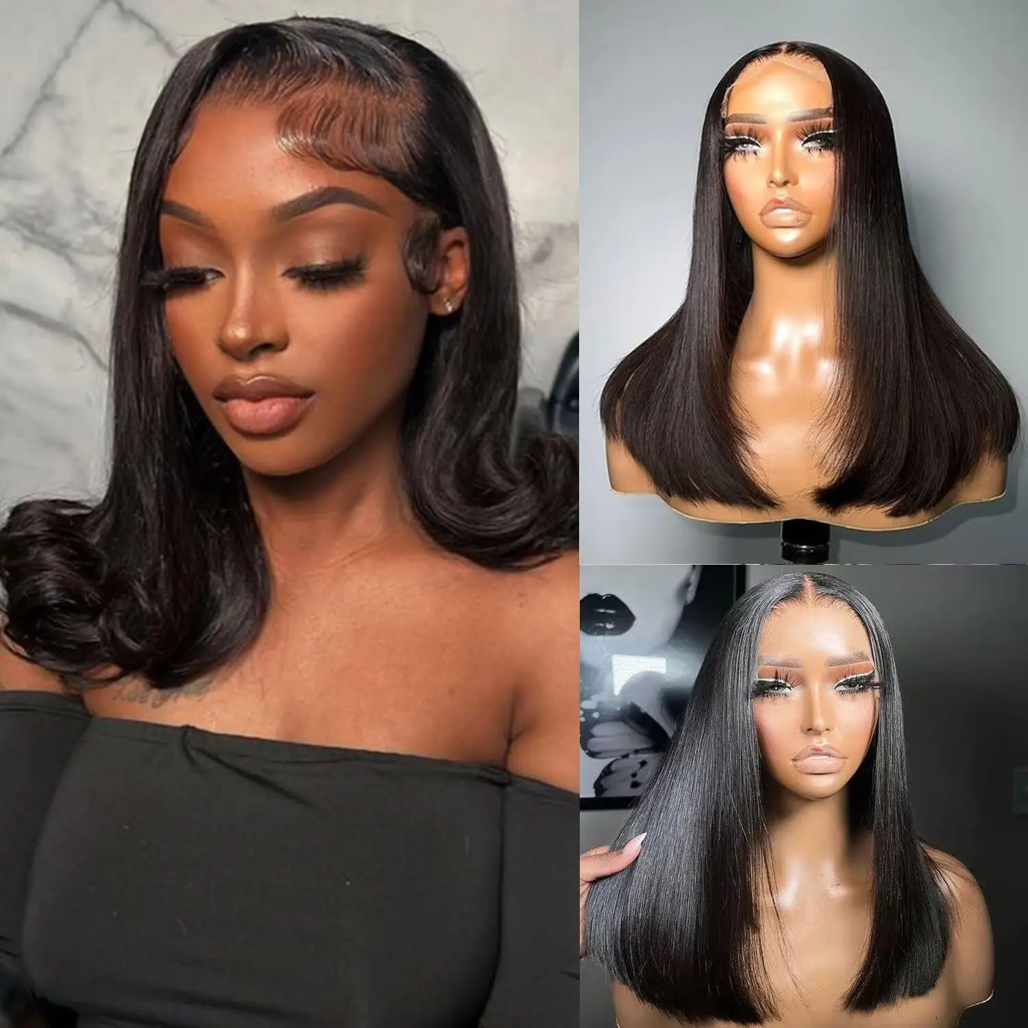

Lemoda Full 13x6 Straight Lace Frontal Human Hair Wig 250% Density Long/Short Bob Wigs 15A HD Transparent 13x6 Full Lace Frontal