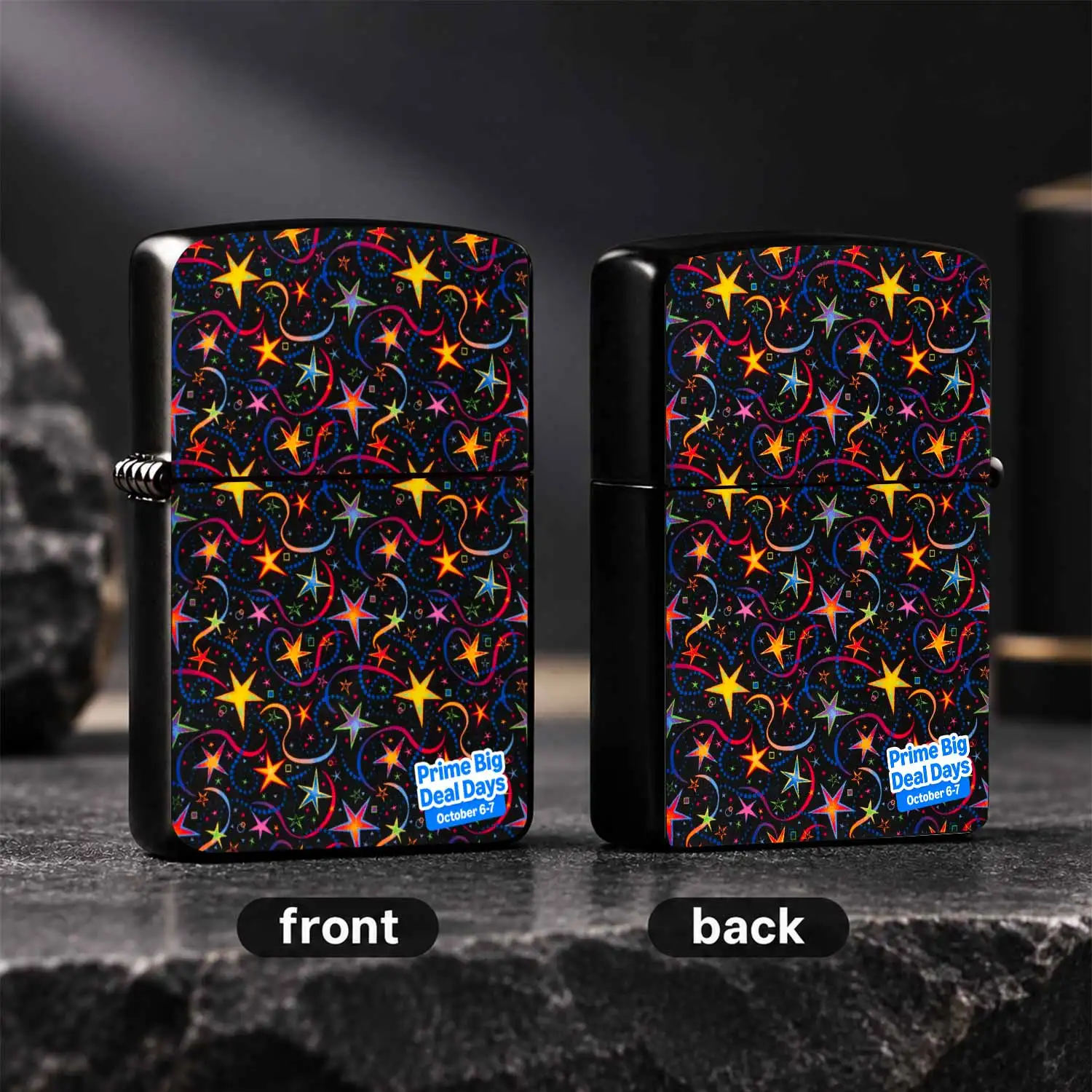 Fun Starry Sky Print Lighter Vibrant Gradient Glowingpattern Portable Versatile Igniter For Daily Camping Party Use Eye-Catching Retro 90S Aesthetic Smooth Operation Ideal As Practical Decor Nice Gift For A Humorous And Interesting Lighter