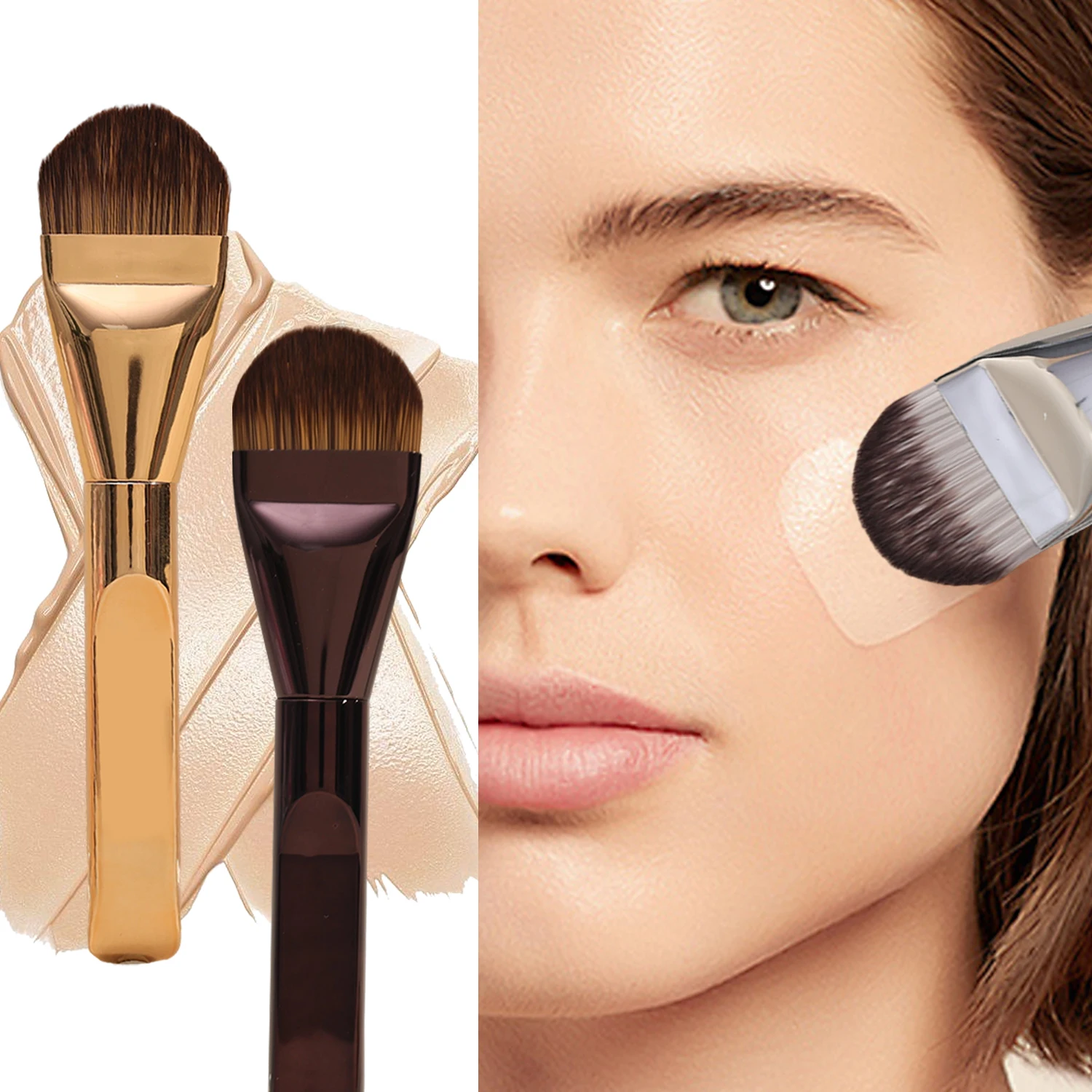 New Portable Tongue-shaped Foundation Brush Ultra-thin Concealer Widen Makeup Brushes Lightweight Face Contour Brush Beauty Tool