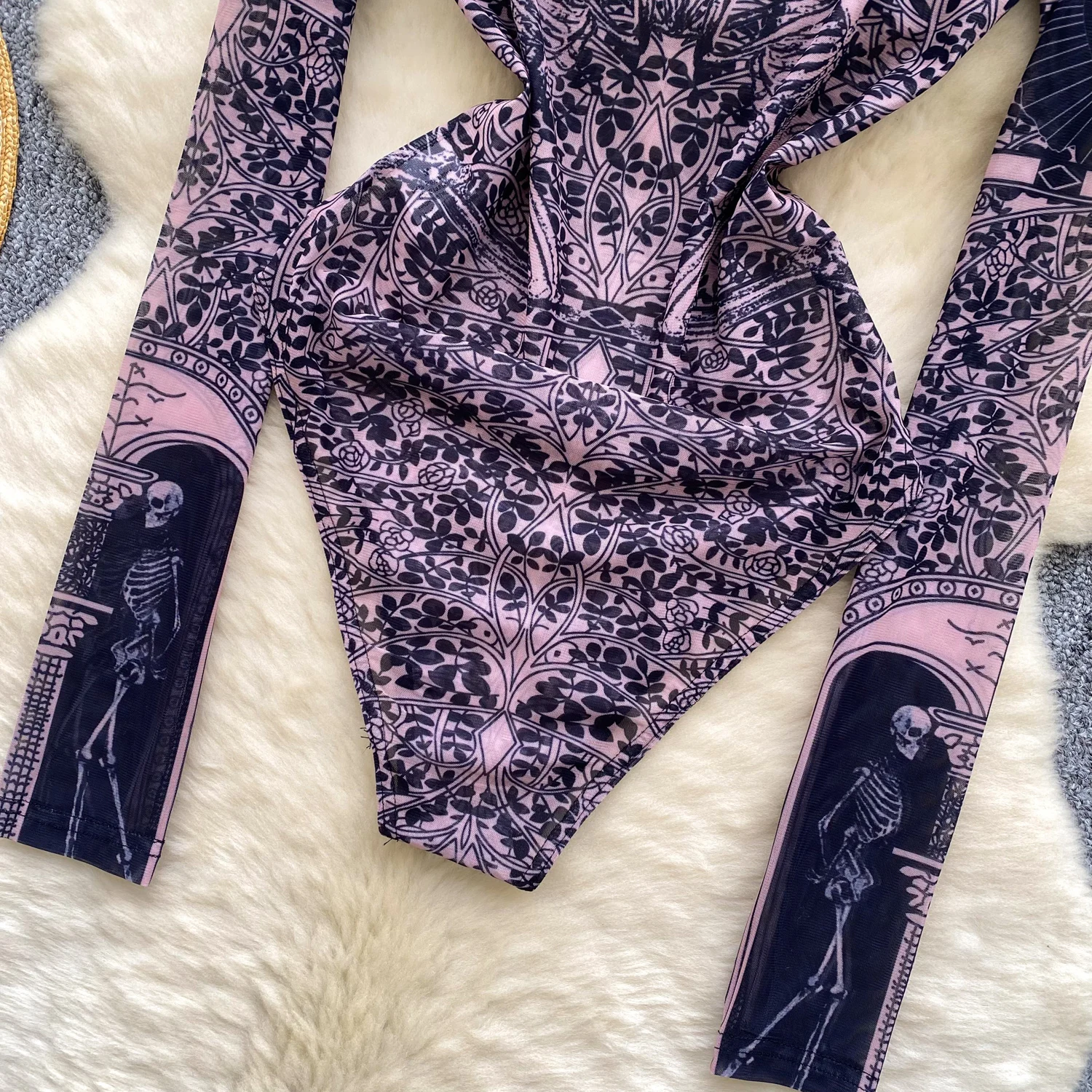 여성 Hotsweet 시스루 프린트 바디 슈트 점프 슈트 슬림 탑 Rompers 여름 해변 섹시한 의류