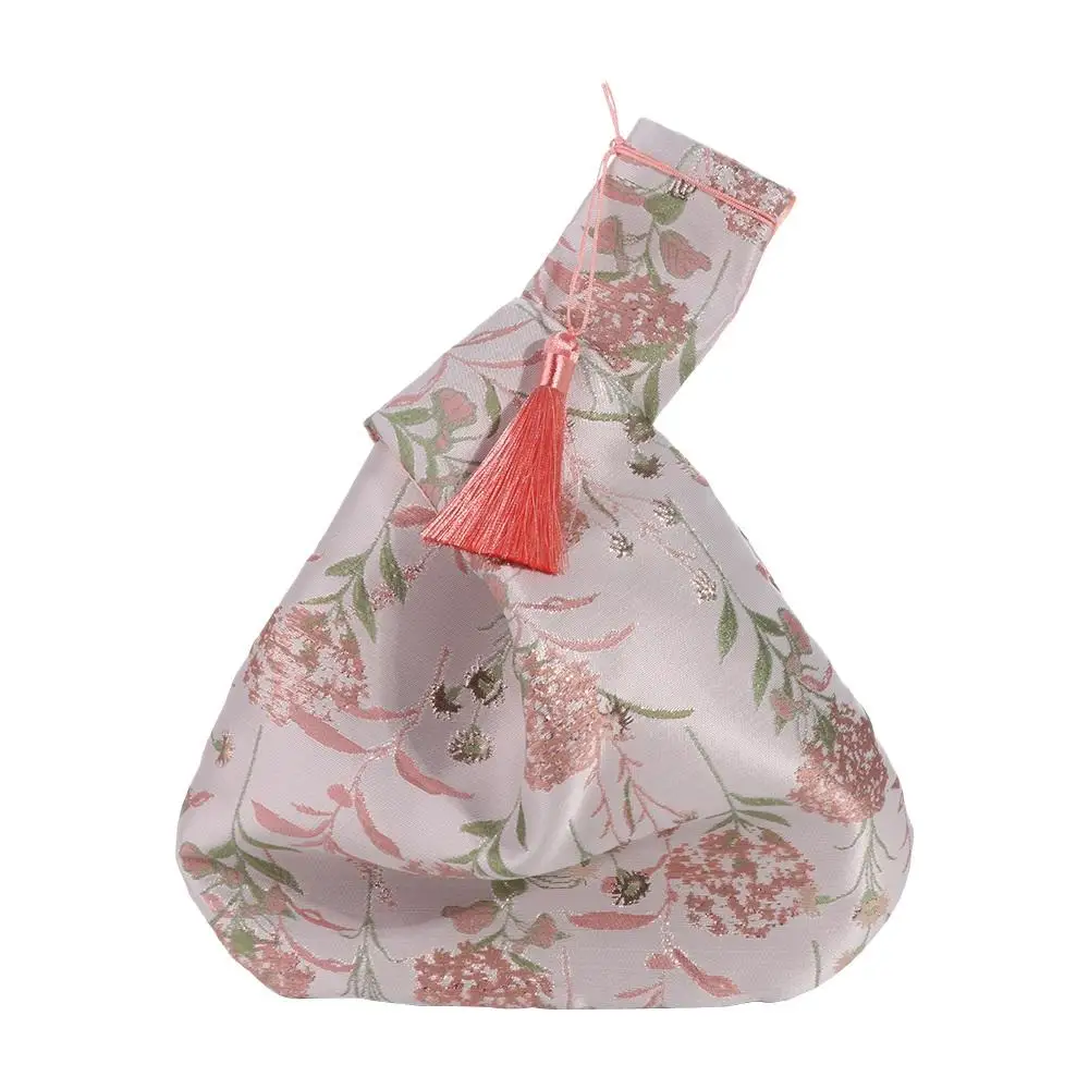 Lunch Bag Temperament Flower Pendant Tassel Knot Wrist Bag Small Item Pouch New Chinese Style Handbag Cheongsam Accessories