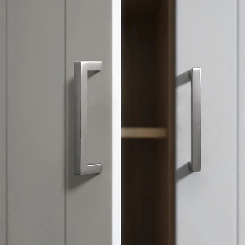 KK&FING Square Brushed Cabinet Handles Aluminum Alloy Black Kitchen Cabinet Pulls Drawer Handles Simple Furniture Door Knobs image 2