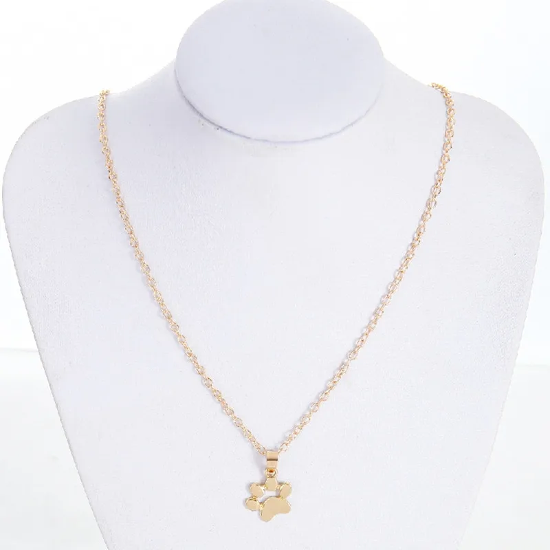 Hot Fashion Cute Pets Dogs Footprints Paw Gold/Silver Color Chain Necklace & Pendant Jewelry  For Women Girls Sweater Necklace
