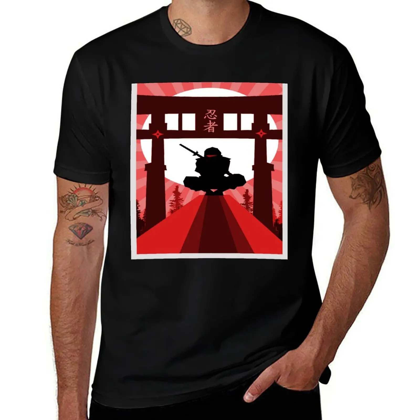 

Ninja on Roof Shinobie No Mono Ninjutsu T-Shirt High Elasticity Sports Tee Shirt