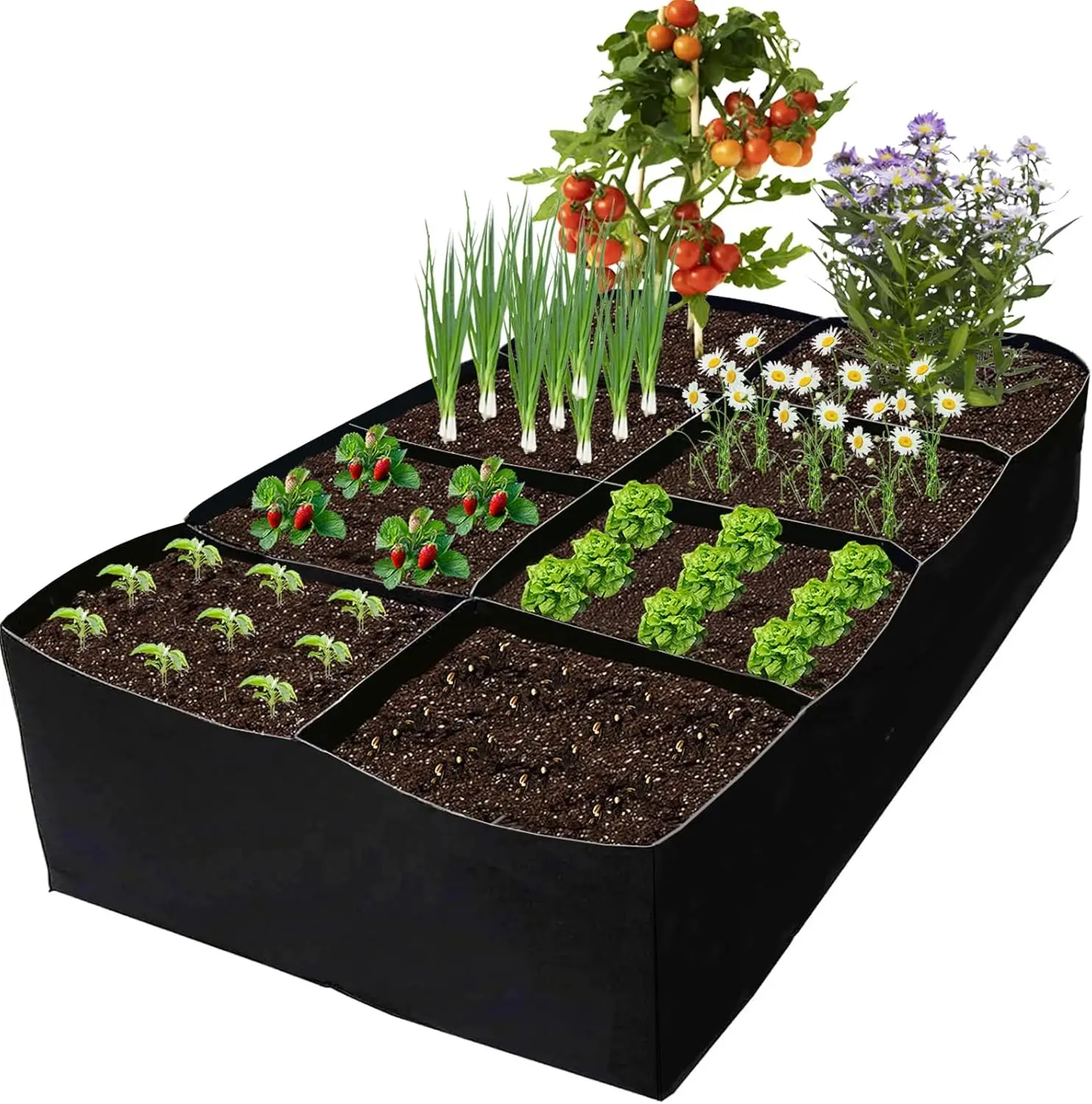 

128 Gallon Fabric Grow Bags Raised Garden Bed for Vegetables Herbs Flowers, 6x3x1ft Indoor Outdoor