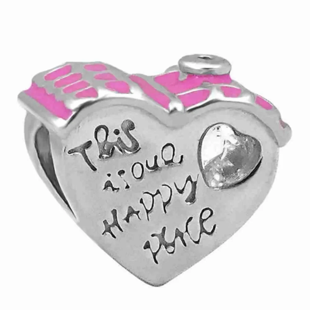 

HMSFELY Pink Heart Design Beads For Charm Women Bracelet Jewelry Making Accessories Bead 316l Stainless Steel Beads