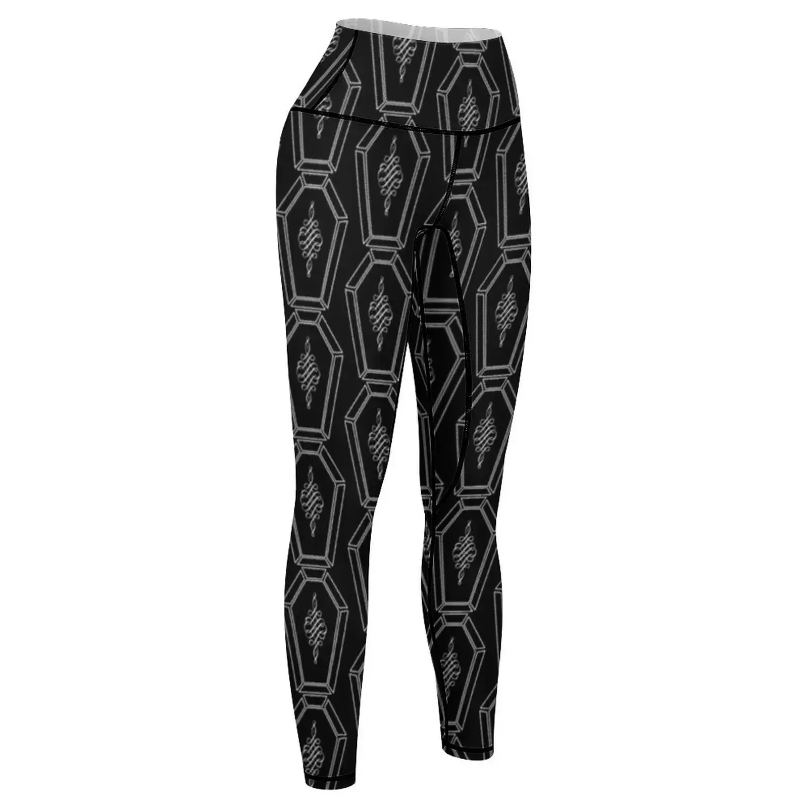 The Funeral - Coffin Leggings متوهجًا رياضيًا لملابس رياضية للصالة الرياضية للنساء في صالة الألعاب الرياضية